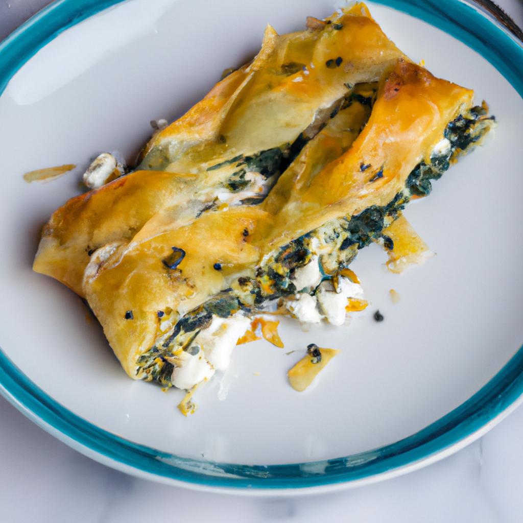 Spanakopita with spinach and feta in phyllo dough