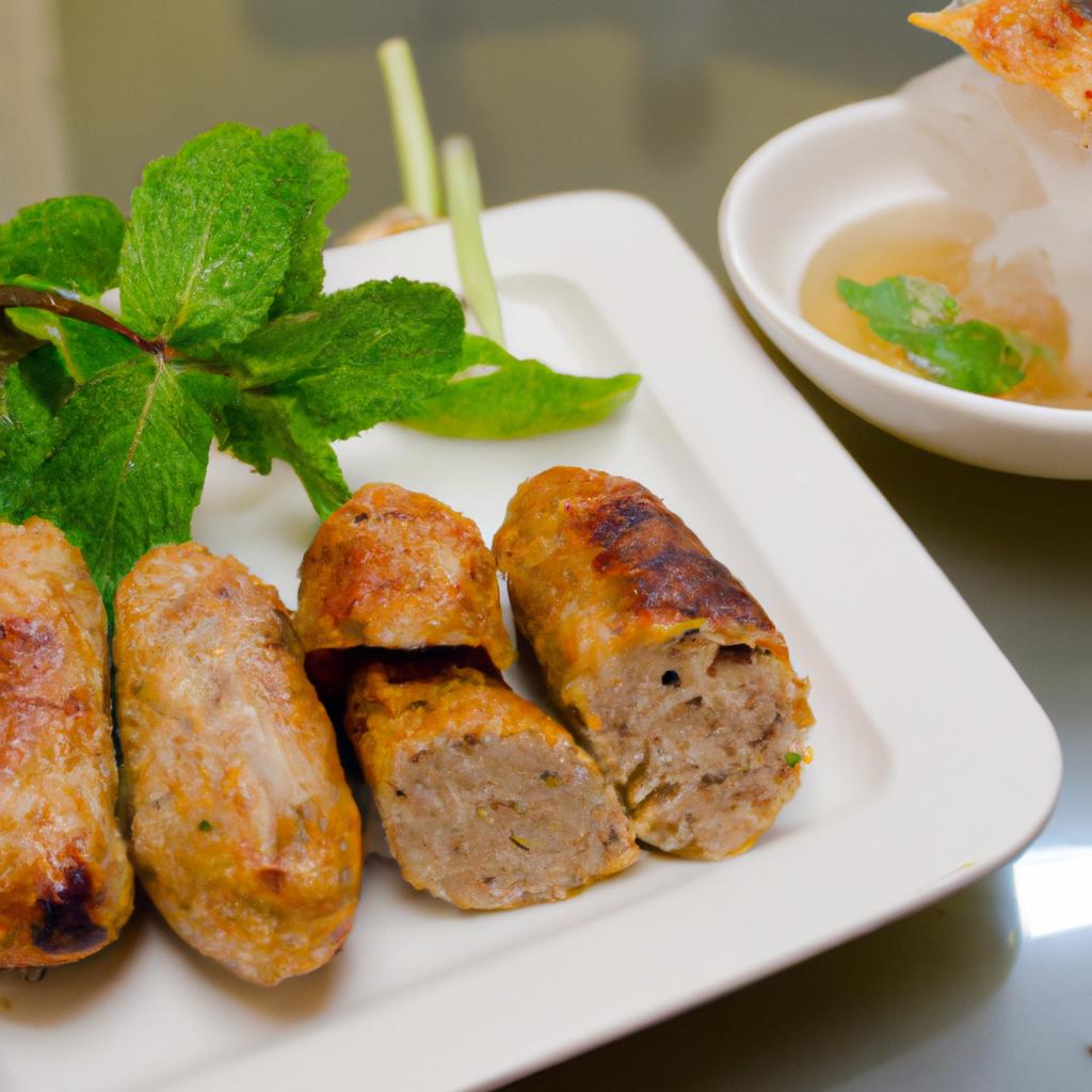 image from Nem nuong grilled pork sausage