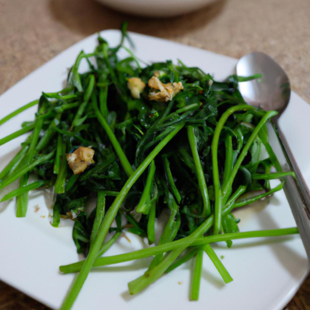 image from Rau muong xao garlic stir-fried water spinach